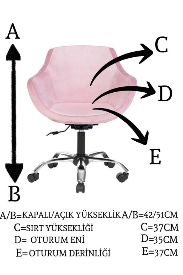 Krom Metal Ayaklı Ofis Çocuk Odası Çalışma Sandalyesi (AYARLANILABİLİR) MONOKO - 6