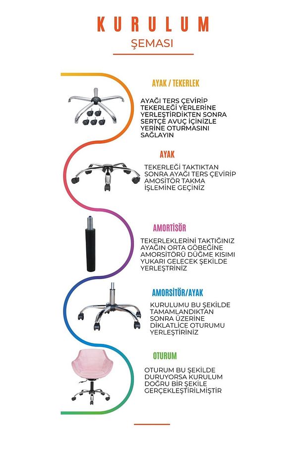 Krom Metal Ayaklı Ofis Çocuk Odası Çalışma Sandalyesi (AYARLANILABİLİR) MONOKO - 7