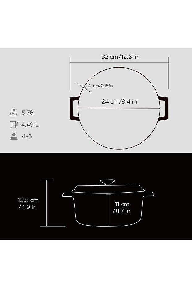 Döküm Yuvarlak Tencere. Trendy Çap(Ø) 24cm. - 6