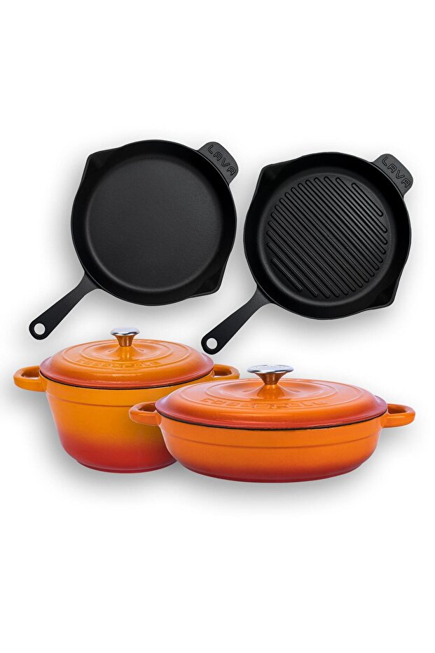 Döküm 4x New Heritage Serisi Döküm Demir Tencere Tava Çeyiz Seti - 4