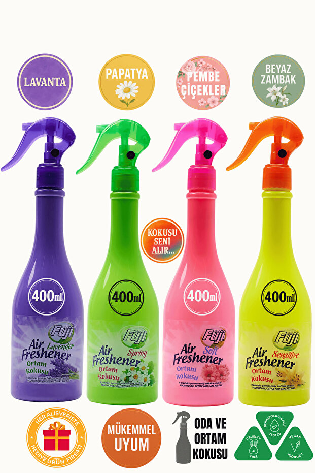 Air Freshener Soft & Sensitive & Spring & Lavanta - 400 ml | Neon Oda Parfüm Seti - 1