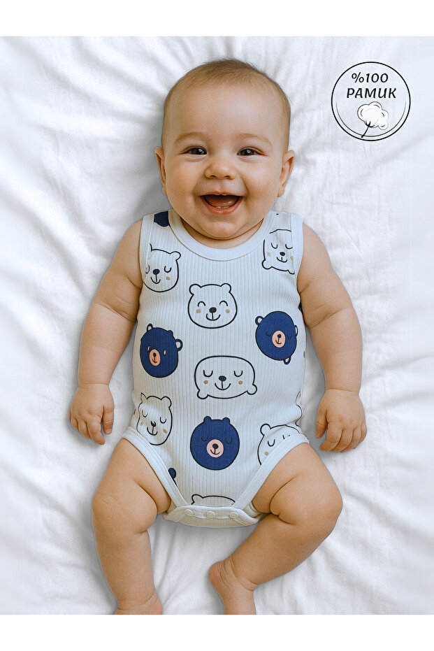 100% Cotton Baby Boy Snap Body Suit