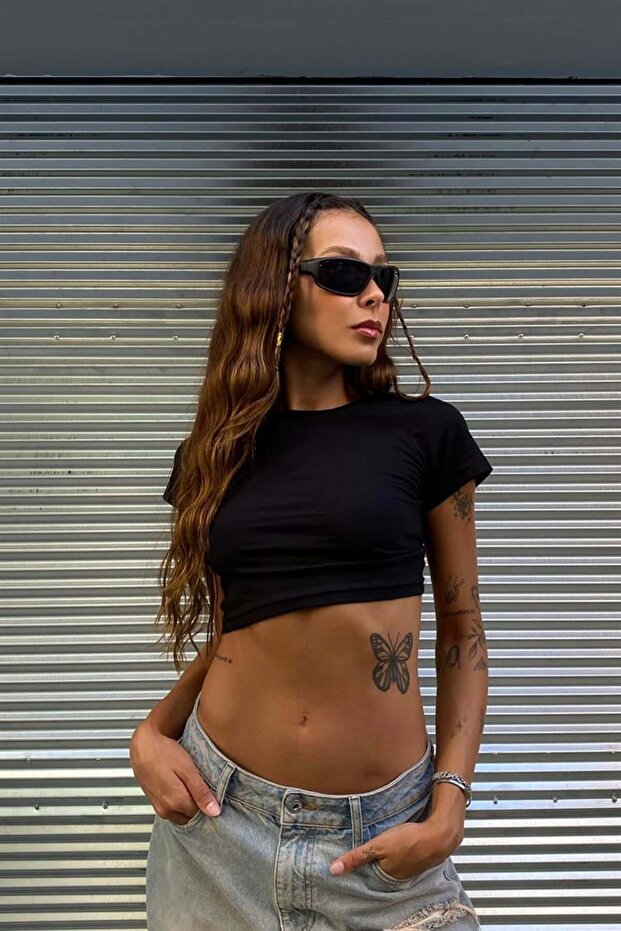 Flaw Atelier Basic Siyah Crop - 1