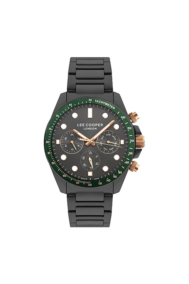 Men's New Season Black Functional Calendar Wristwatch + Bracelet Gift