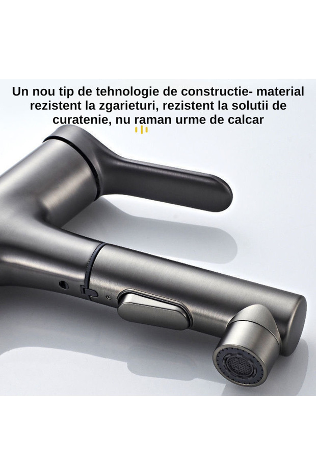 Bath 3 Basin Faucet with Three Flow Functions, Grey - 6