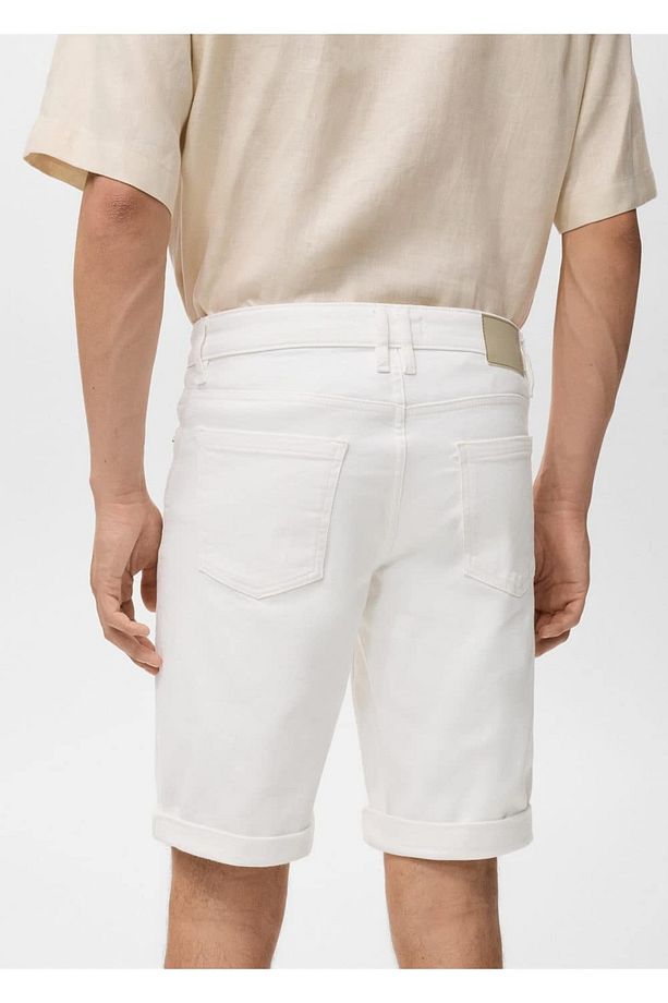 Slim fit kot bermuda şort - 8