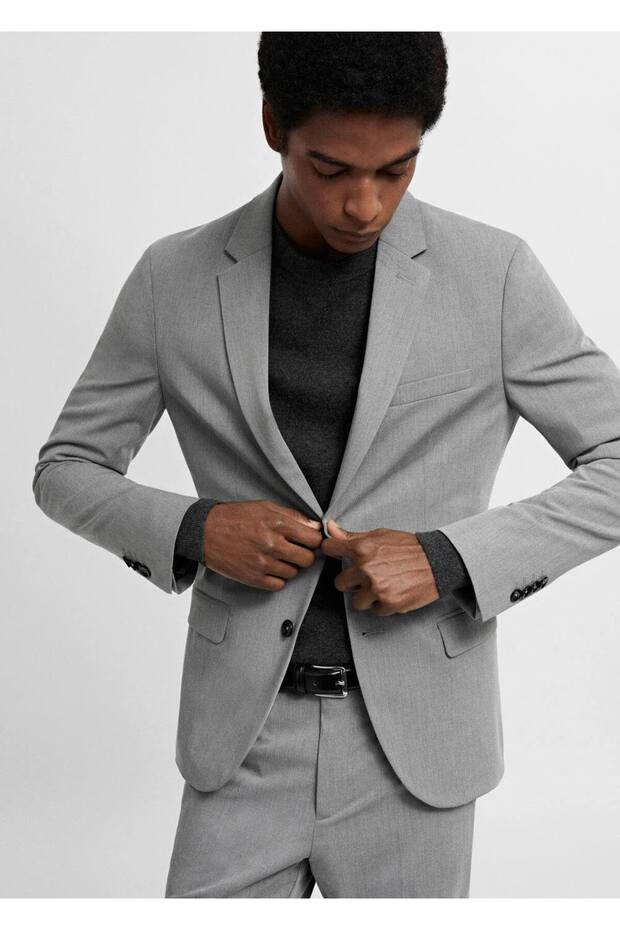 Streç kumaştan süper dar kesim blazer ceket - 5