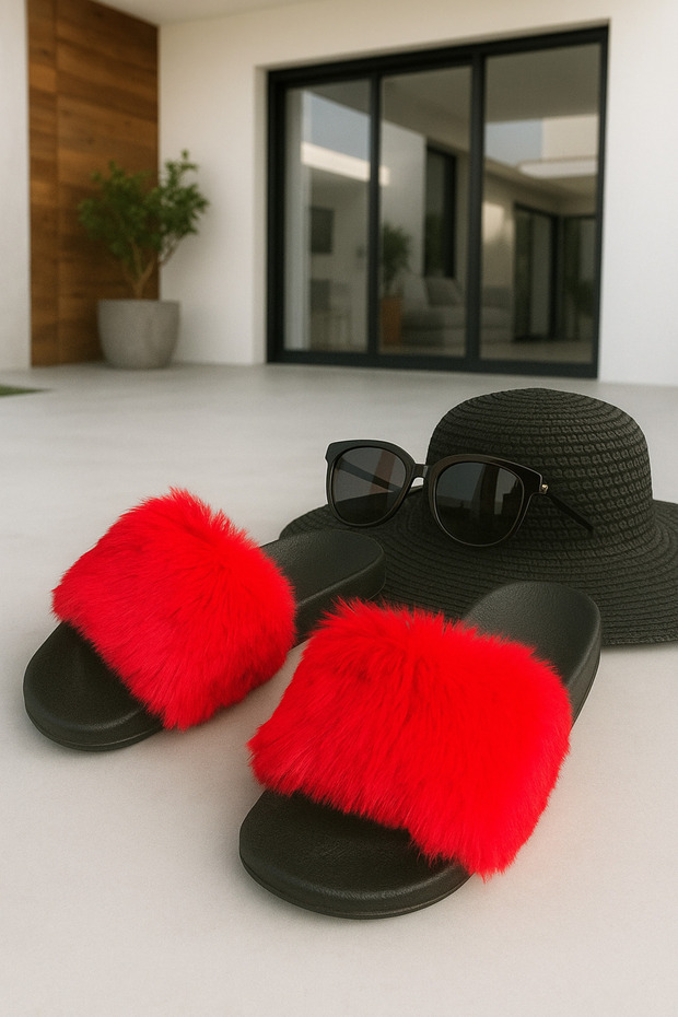 Furry Women's Slippers Anatomical Sole Outdoor Indoor Dowry Guest Slippers