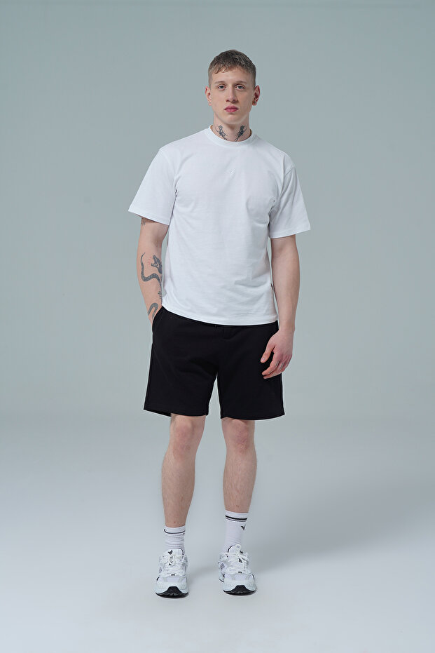 Daily Core - Black Relaxed Fit Cotton Men's Sports Shorts