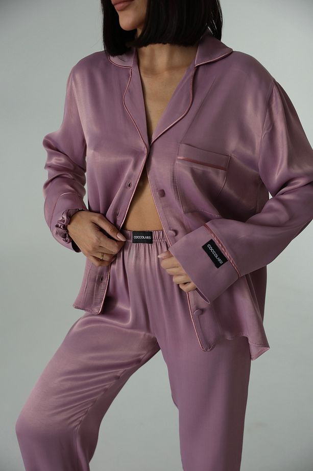 Sentimenti Perfetti Gül Kurusu Floş Saten Uzun Pijama Takımı - 1