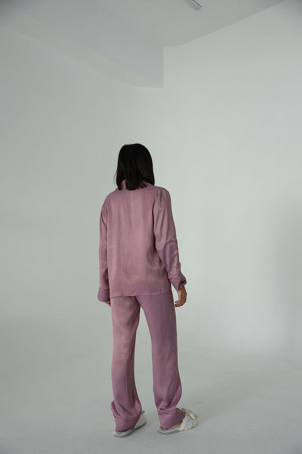 Sentimenti Perfetti Gül Kurusu Floş Saten Uzun Pijama Takımı - 2