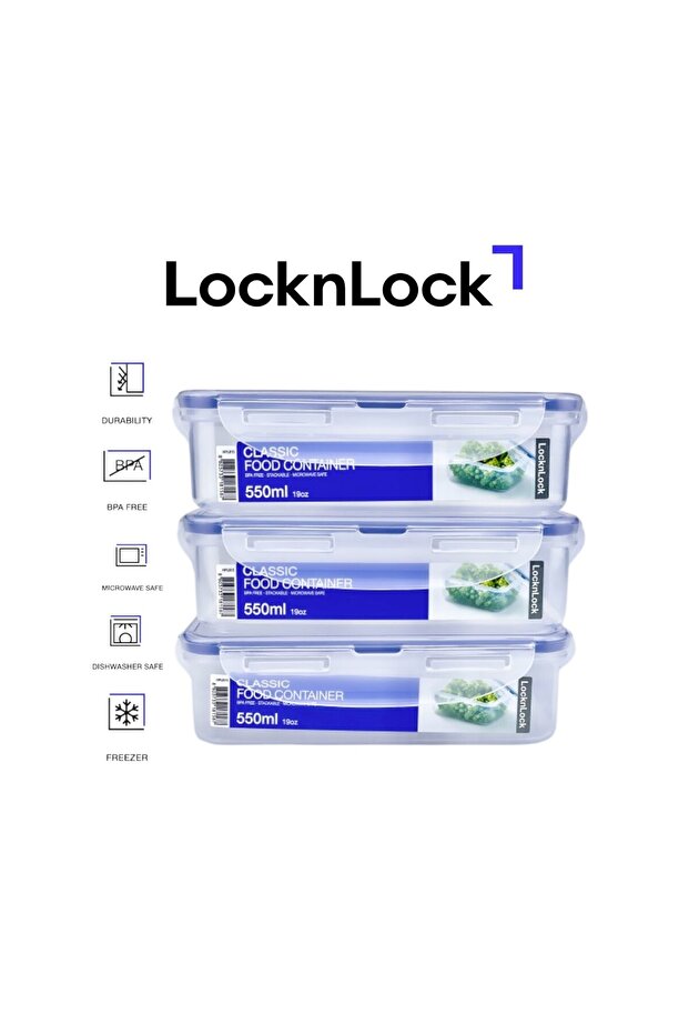550ml Rectangle Airtight Food Storage PACK OF 3
