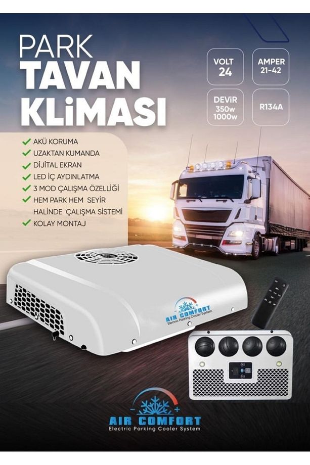 TAVAN PARK KLİMA SETİ 24V DİJİTAL EKRAN KUMANDALI LEDLİ 4 ÜFLEMELİ KARAVAN KAMYON TIR İŞ MAKİNESİ - 1
