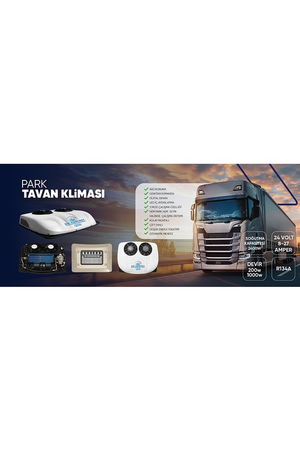 TAVAN PARK KLİMA SETİ 24V DİJİTAL EKRAN KUMANDALI LEDLİ 4 ÜFLEMELİ KARAVAN KAMYON TIR İŞ MAKİNESİ - 2
