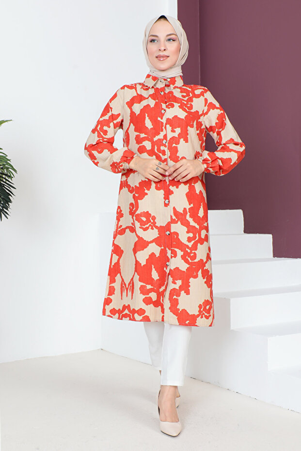 Gombos tunika TSD230707 Piros - 1