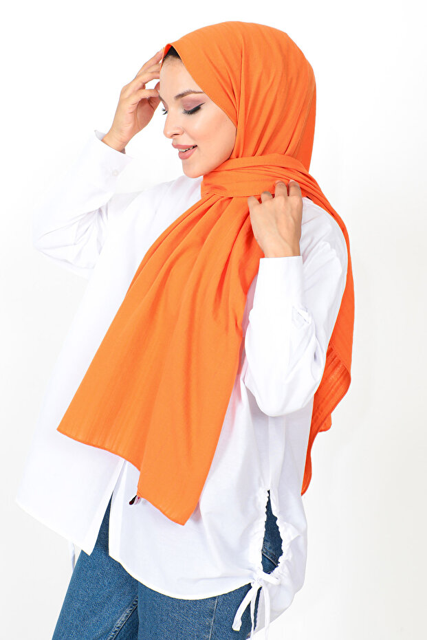 شال منقوش S012 برتقالي - 3