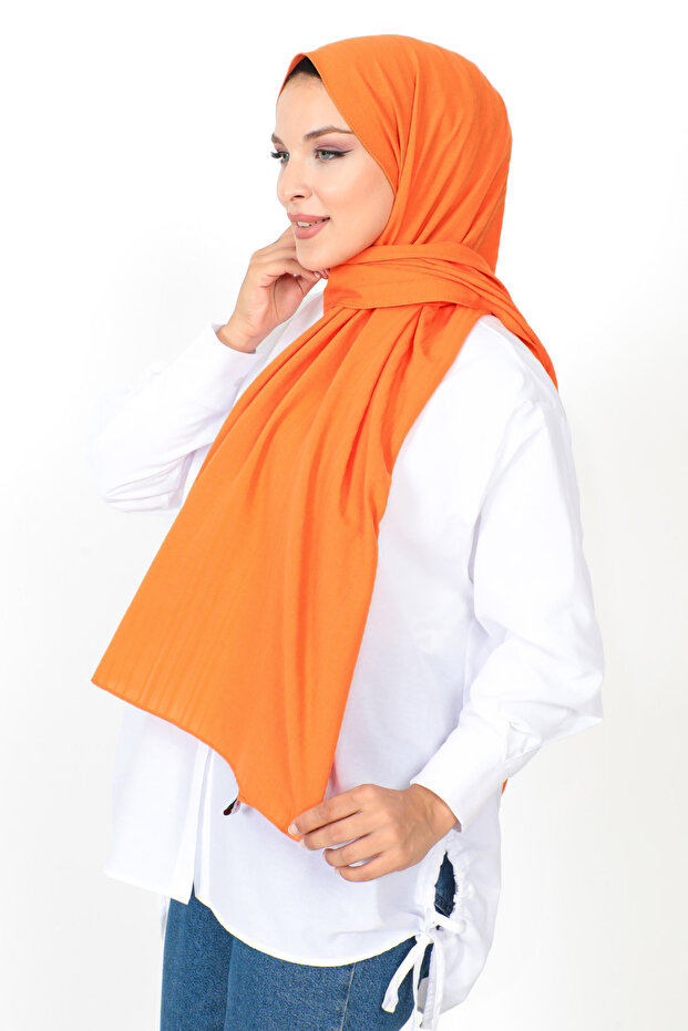 شال منقوش S012 برتقالي - 2