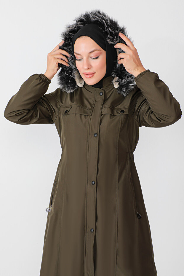 Płaszcz z elastyczną talią Tsd230818 Khaki - 2