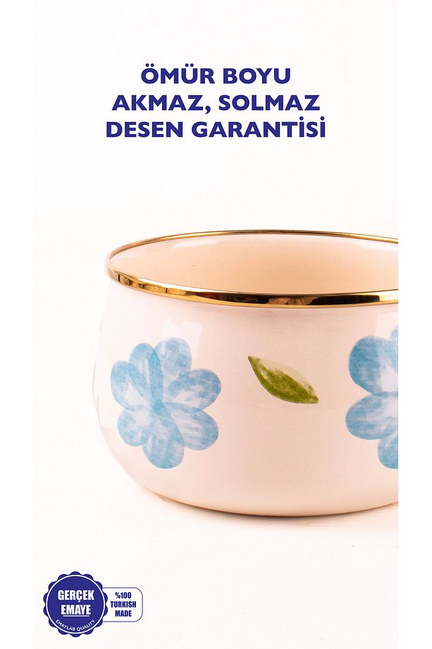 Bloom Ahşap Saplı Emaye Sos Tavası 16cm 1,3 Litre (İNDÜKSİYON DAHİL TÜM OCAKLARA UYGUN) - 4