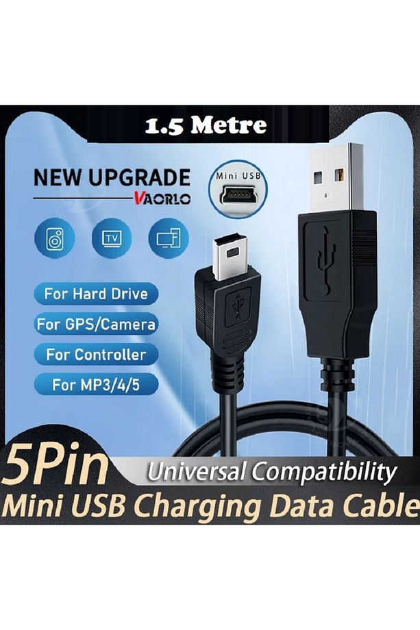 1.5 Metre Mini Usb To Usb Data Şarj Kablosu Kamera Mp3 Ps3 Radyo Navigasyon Şarj Kablosu Piramit Uç - 1
