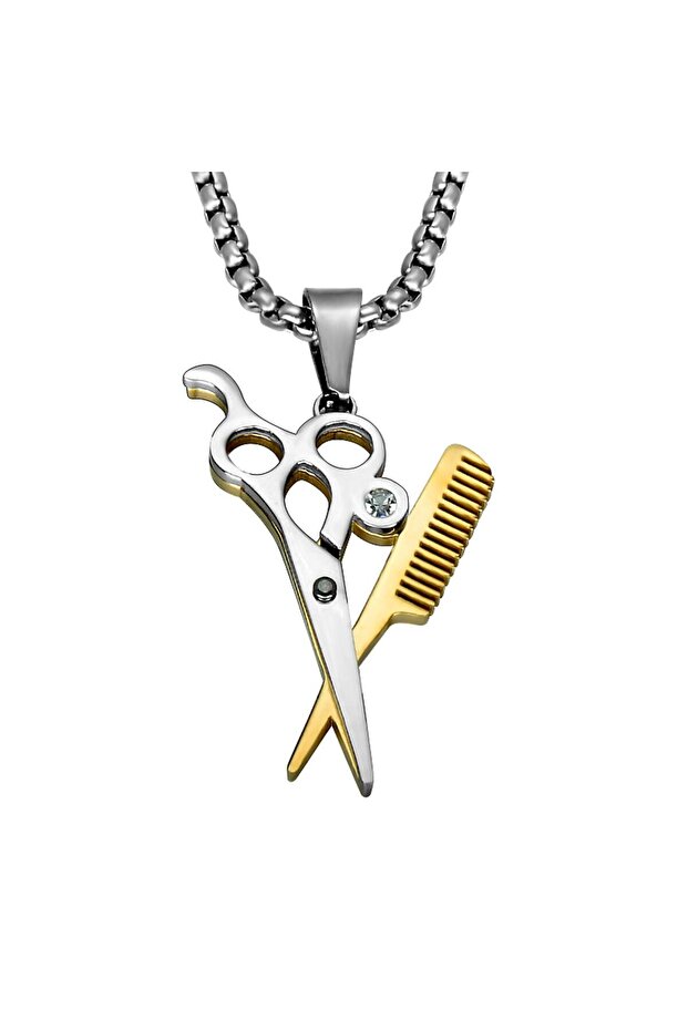 Design Scissors Comb Hairdresser Set Necklace