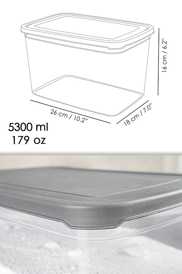 5'li Mega Boy Deterjan Saklama Kutusu - Etiketli Banyo Tablet Toz Deterjan Kutusu 5,3 Litre Şeffaf - 6