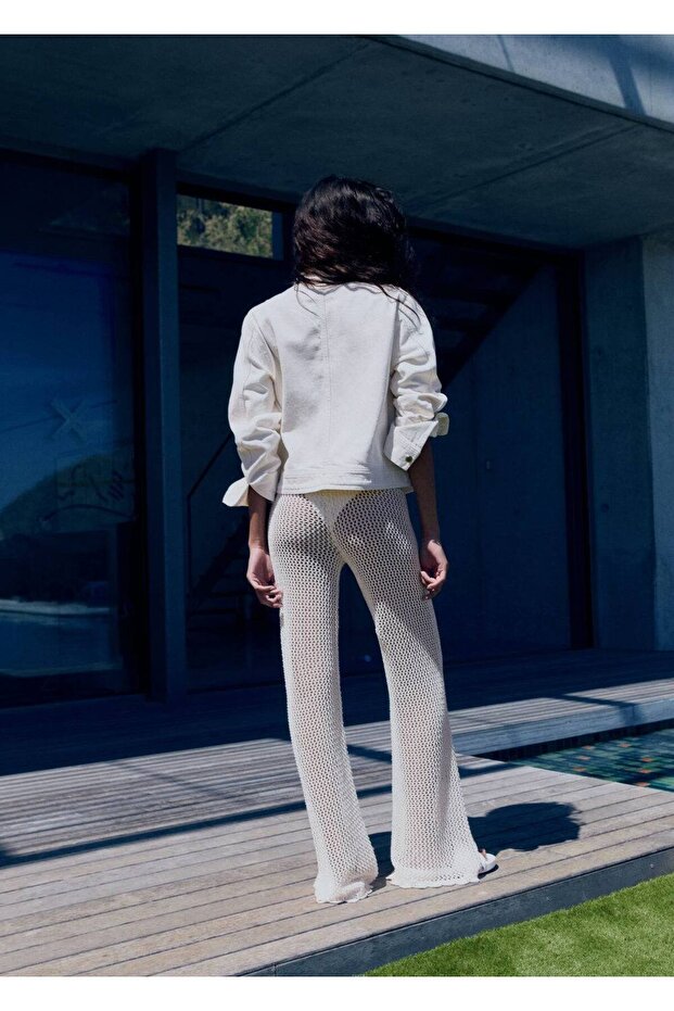 Kroşe flare pantolon - 4