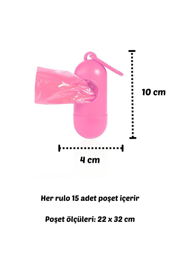 Kirli Bebek Bezi Çöp Poşeti Çanta Boy Pembe Taşıma Çantası Ve 2 Rulo (30 POŞET) - 5