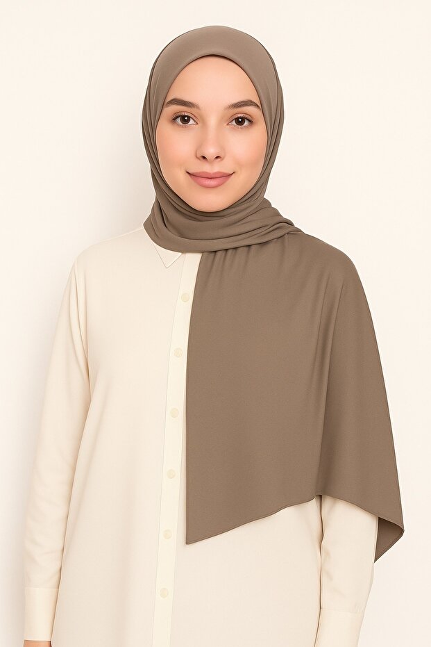 3 Al 2 Öde Geçmeli Hazır Pratik Penye Şal (1 ADET FİYATIDIR) Vizon - 3