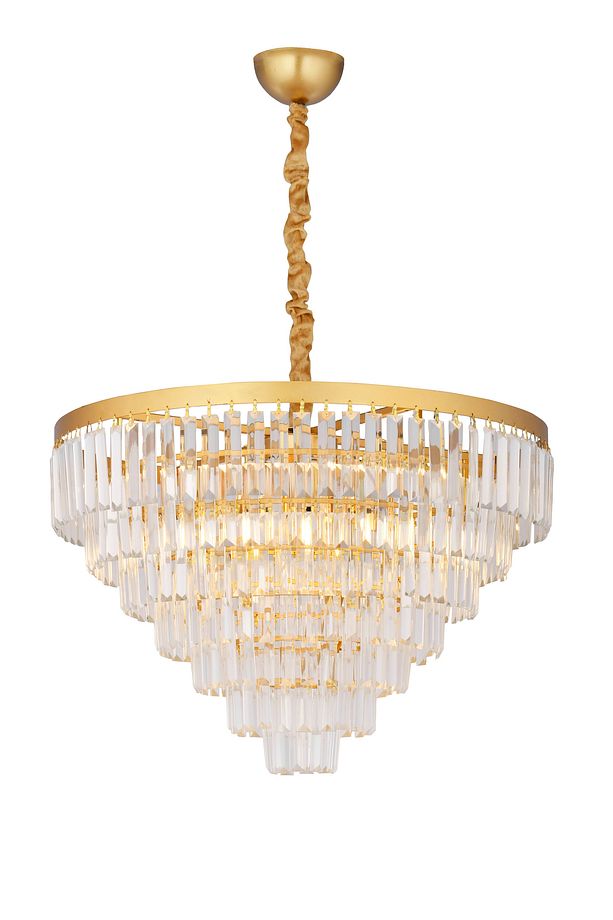 Linsa 65 Cm'lik Kristal Cam Taşlı Lüks Avize - (Sarı Yaldız) - 4