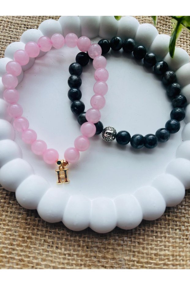 (Tell Us the Name of Letter and Stone) 2 Pieces Bracelet for Lover / Couple / Friend