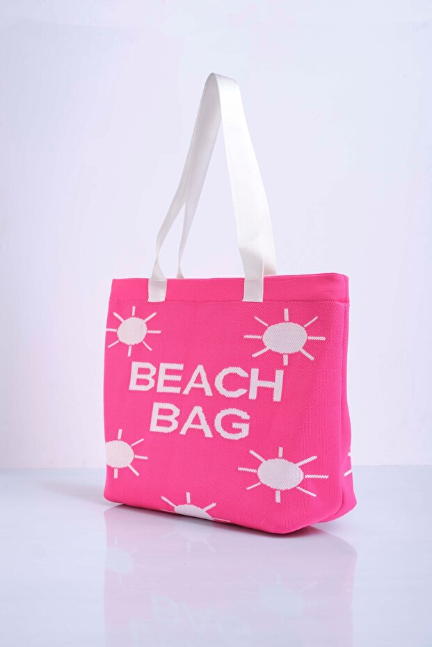 Sun Patterned Knitwear Beach Bag - 3