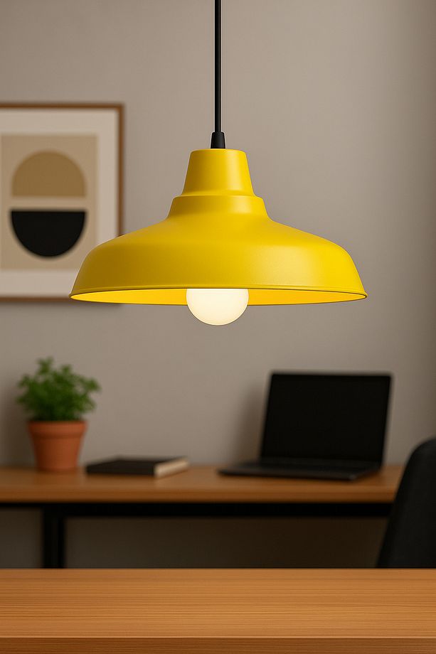 Lunora Metal Tekli Sarı Sarkıt Avize Retro Model Modern Endüstriyel Mufak Hol Cafe Salon Avize - 1