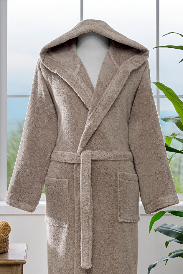 Woven Kapüşonlu Bornoz - 2