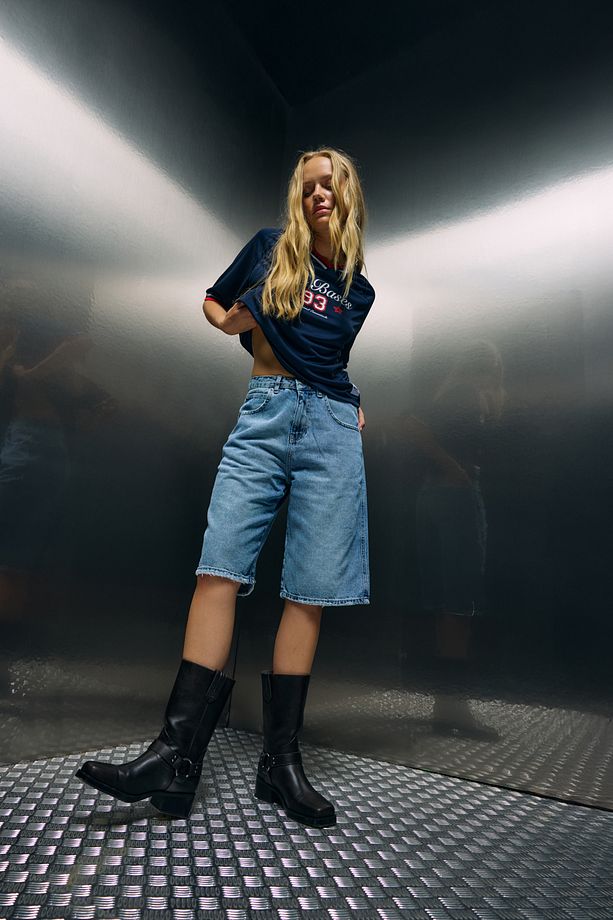 Mavi Baggy Denim Bermuda Şort - 4