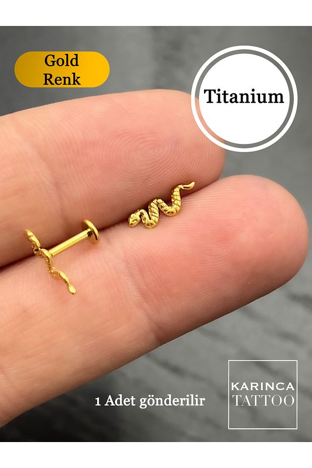 Yılan Piercing Titanyum Piercing Dudak Tragus Forward Helix Flat Kulak Conch Lobe Labret Snake Bites - 4