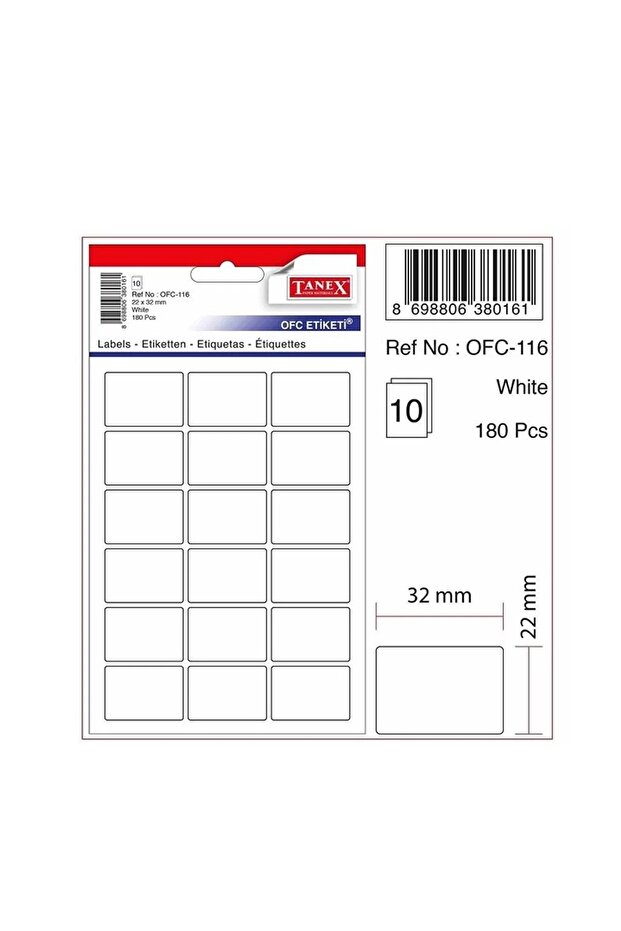 OFC-116 (32 مم * 22 مم) ملصق مكتبي أبيض - (5 عبوات)