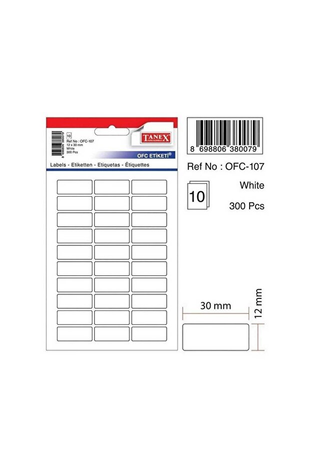 Ofc-107 (30 mm * 12 mm) White Office Label (1 Pack)