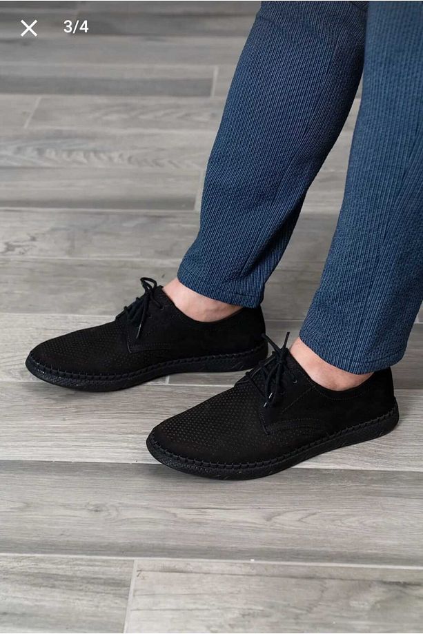 Erkek Hakiki Deri Ayakkabı, Günlük Ayakkabı, Yazlık Ayakkabı , Loafer Ayakkabı siyah nubuk - 2