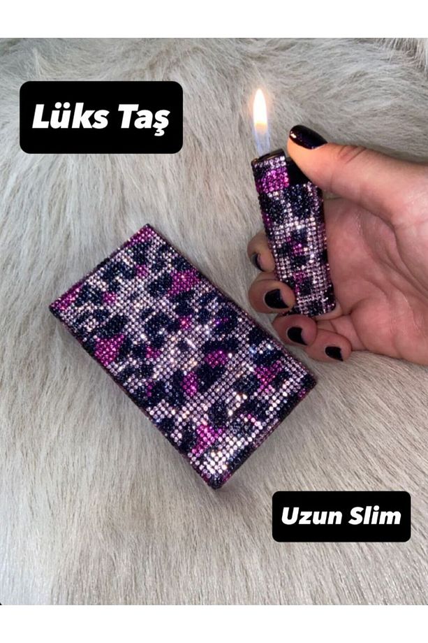 Taşlı Sigara Kutusu Ve Çakmak [ Uzun Slim ] - 1