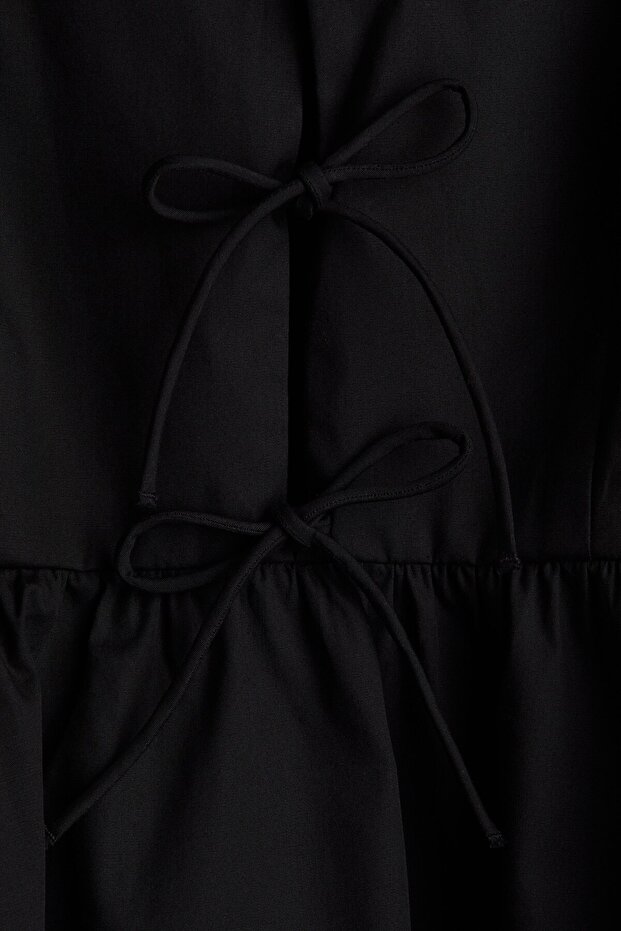 Bağcık Detaylı Poplin Elbise - 6