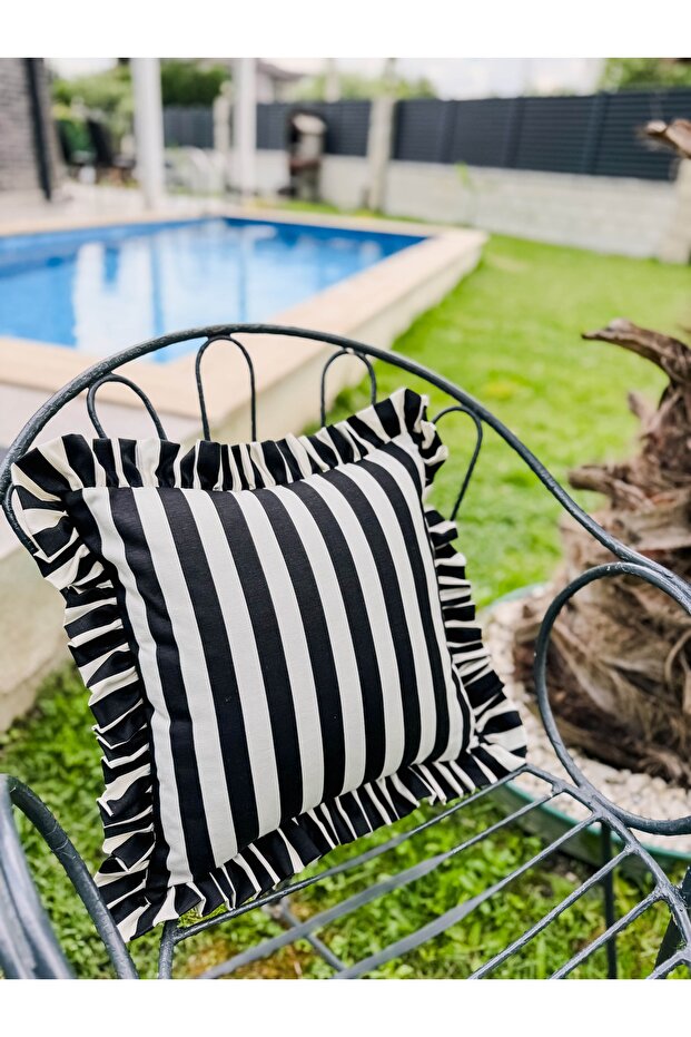 Stripe Square Ruffle Throw Pillow Cover / Pillow Case - 3