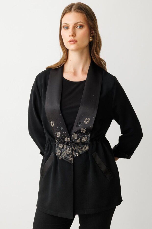 Taş İşlemeli Duble Kol Ceket - 1