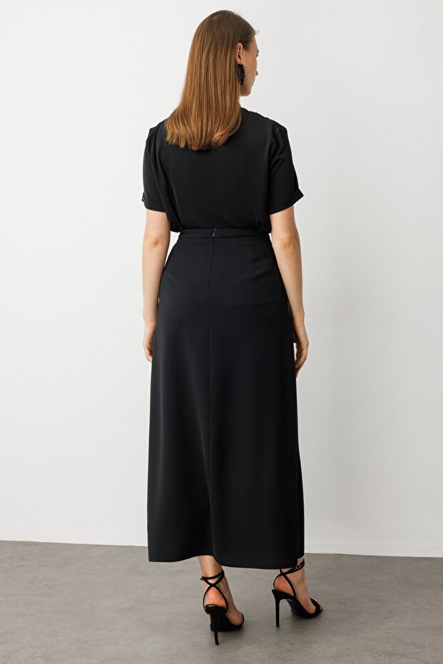 Krep Kumaş Maxi Boy Etek - 5