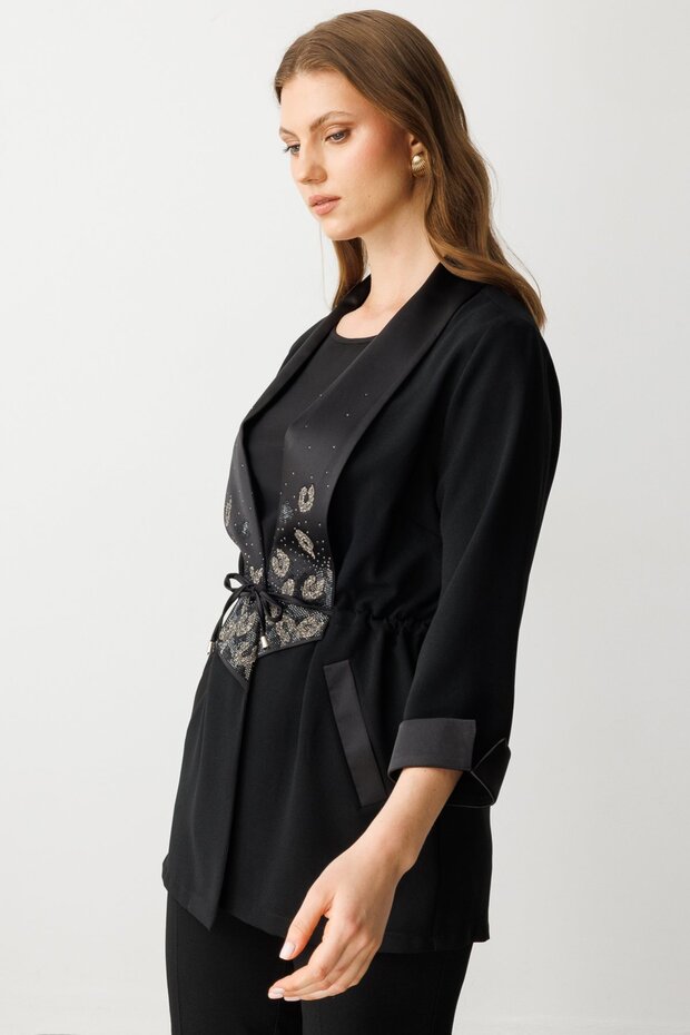 Taş İşlemeli Duble Kol Ceket - 3