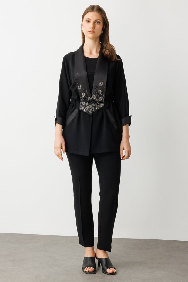 Taş İşlemeli Duble Kol Ceket - 5