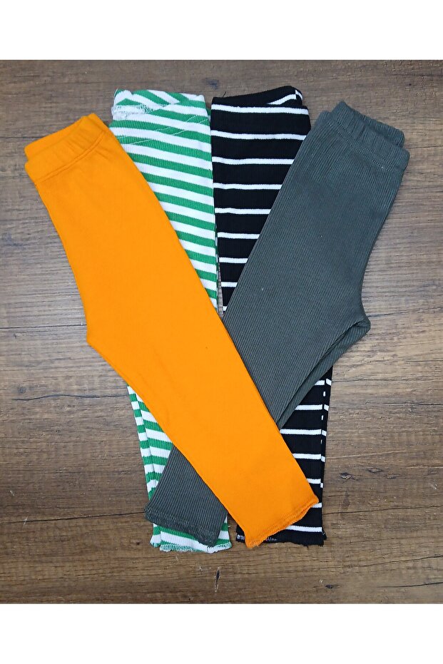 Ribbed Flexible 4-Piece Baby Tights Kids Tights Single Bottom
