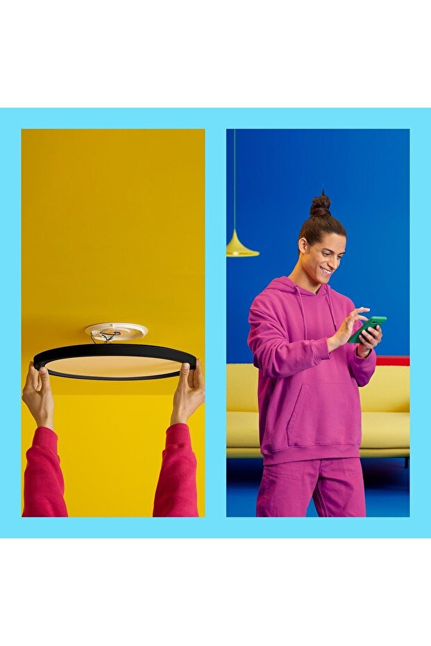 SuperSlim 22W Siyah Sıva Üstü RGB Akıllı LED Yuvarlak Panel Tavan Armatürü 42 cm çapında 2600 Lumen - 3