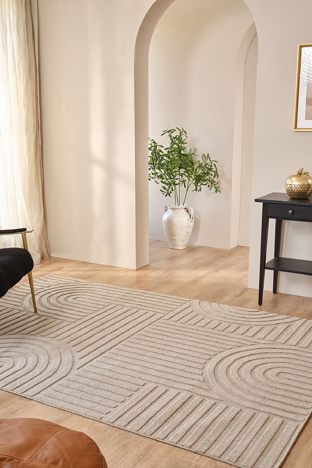 Kaşmir Halı İskandinav Rune Beige Salon Mutfak Halısı Yolluk - 1
