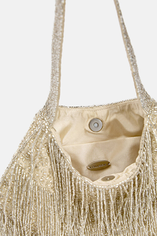 Boncuklu püsküllü omuz çantası - 3